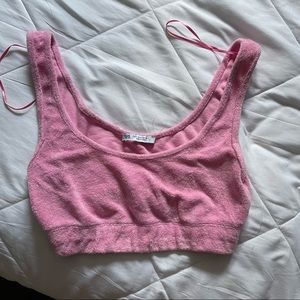 Terry cloth pink crop top from Zara